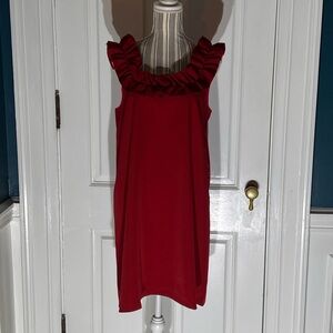 Red Ruffle Neck Dress Mudpie nwt sleeveless womens D367 medium